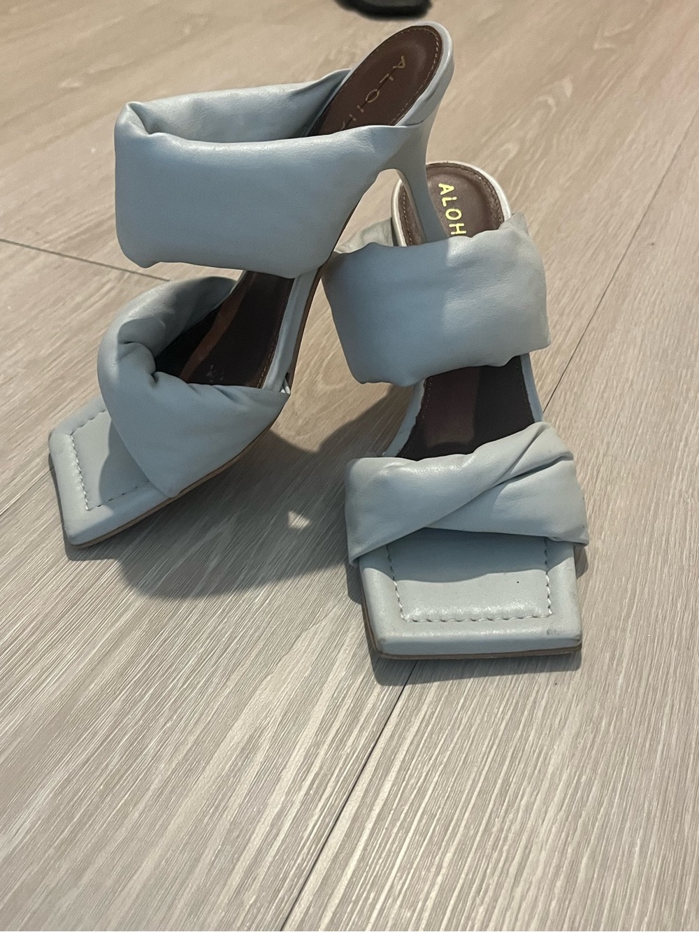 ALOHAS Pale Blueish/White Padded Strap Heeled Sandals